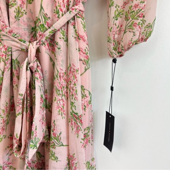 Tommy Hilfiger Chapan Bouquet Chiffon Midi Dress Size 12 NWT Pink Floral - Picture 4 of 16